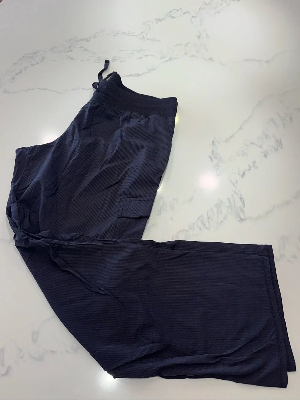 CHAMPION XL~CHARCOAL BLACK PINSTRIPED DANCE STUDIO SIDE POCKETS PANTS TIE WAIST